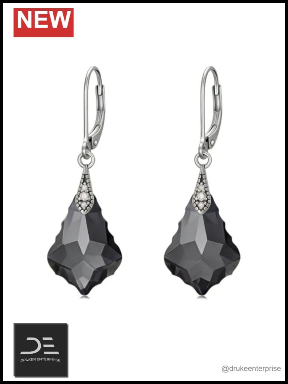 925 Sterling Silver Austrian Crystal Dangle Drop Leverback Earrings